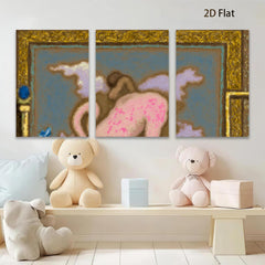 2D flat 1pc whimsical pink dragon fantasy art bedroom living room gallery wall decor farmhouse style modern minimalist statement piece