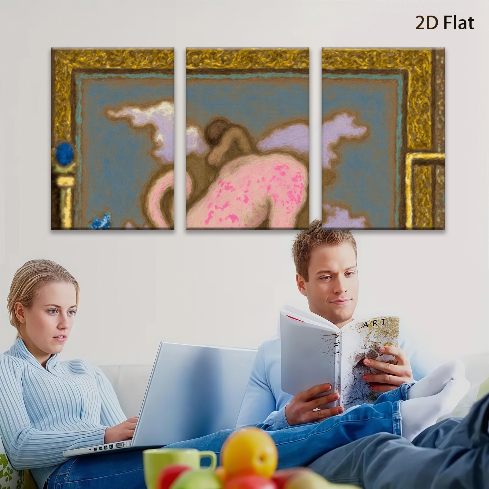 2D flat 1pc whimsical pink dragon fantasy art bedroom living room gallery wall decor farmhouse style modern minimalist statement piece
