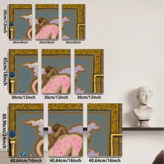 2D flat 1pc whimsical pink dragon fantasy art bedroom living room gallery wall decor farmhouse style modern minimalist statement piece