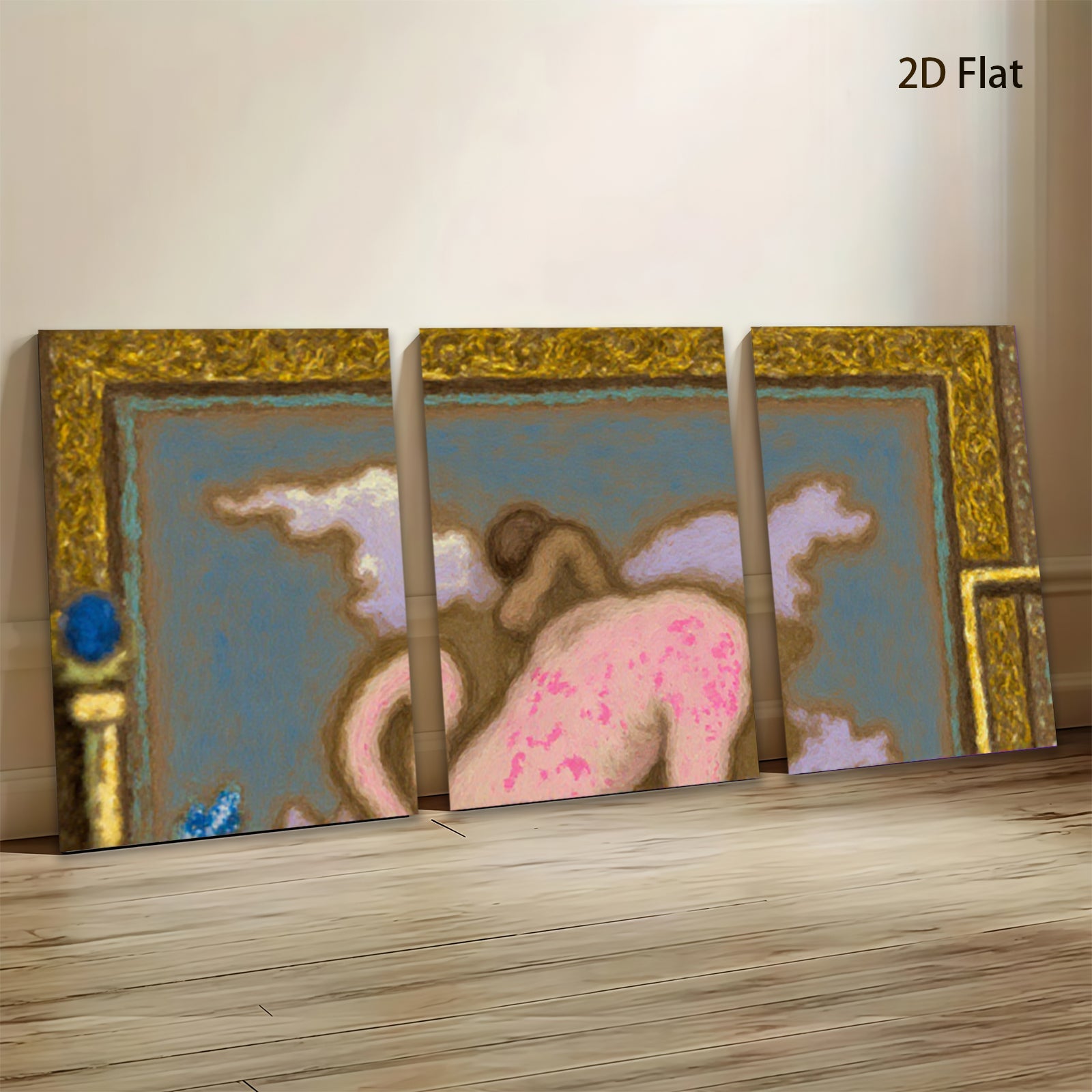 2D flat 1pc whimsical pink dragon fantasy art bedroom living room gallery wall decor farmhouse style modern minimalist statement piece