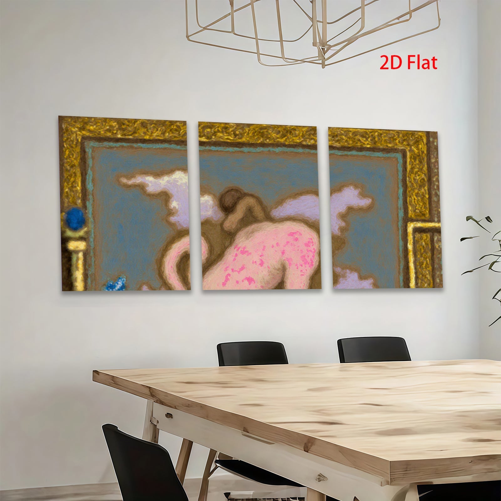 2D flat 1pc whimsical pink dragon fantasy art bedroom living room gallery wall decor farmhouse style modern minimalist statement piece