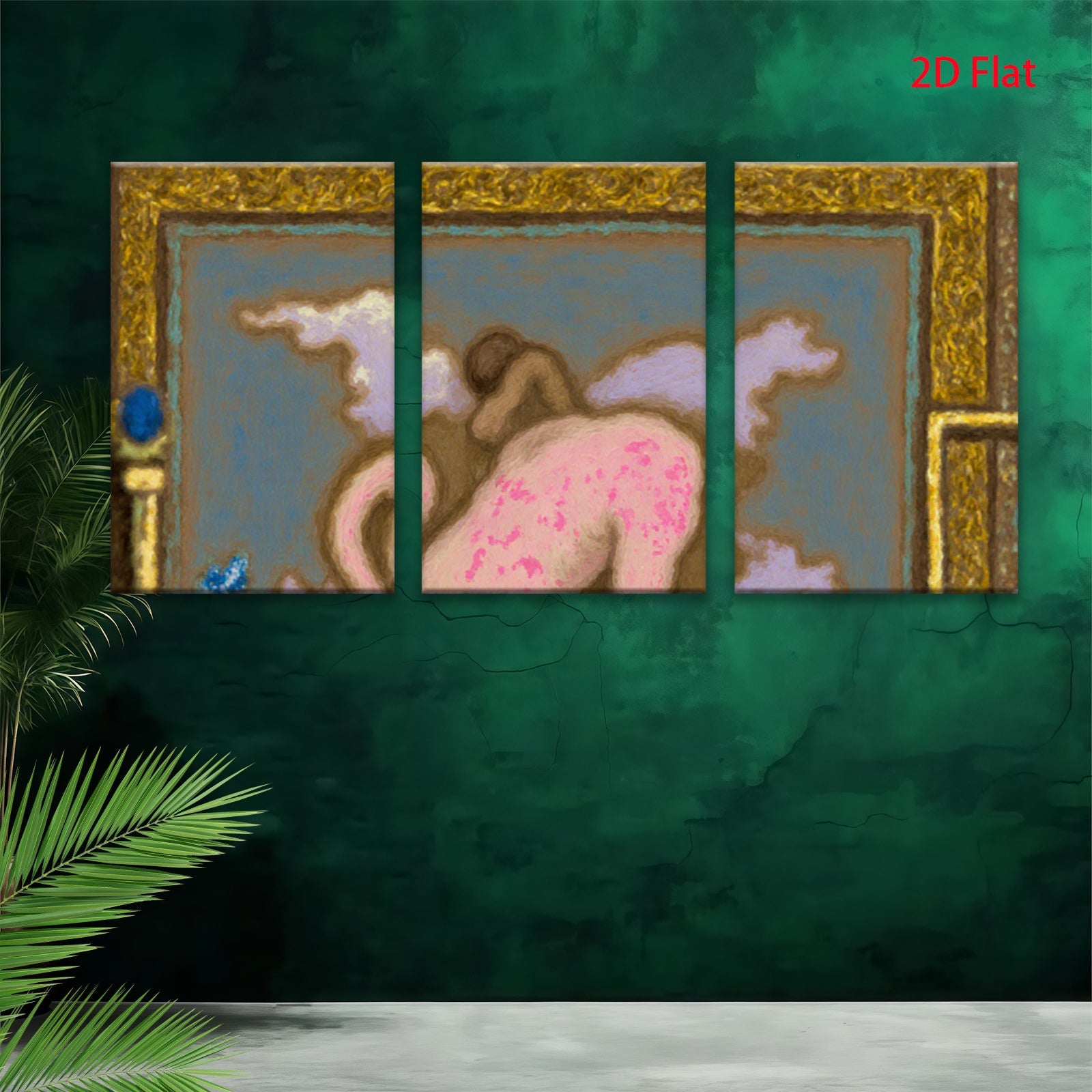 2D flat 1pc whimsical pink dragon fantasy art bedroom living room gallery wall decor farmhouse style modern minimalist statement piece