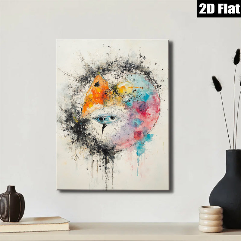 2D flat 1pc whimsical portrait abstract face art modern wall decor living room bedroom canvas print farmhouse style gallery wrapped inspirational gift idea