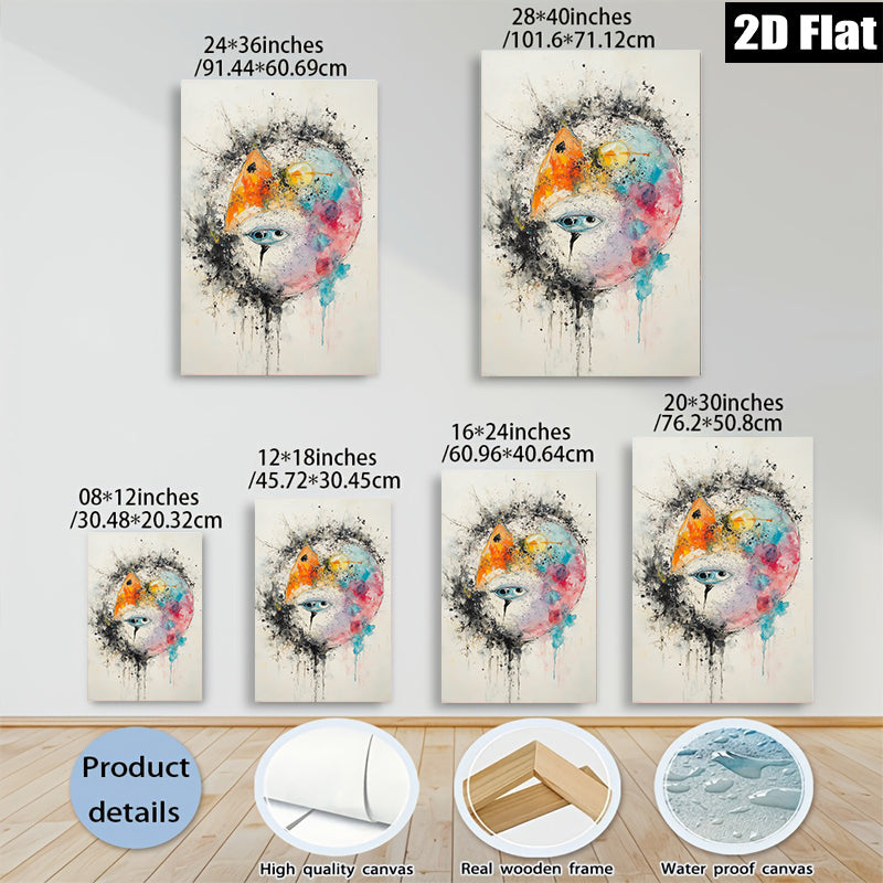 2D flat 1pc whimsical portrait abstract face art modern wall decor living room bedroom canvas print farmhouse style gallery wrapped inspirational gift idea