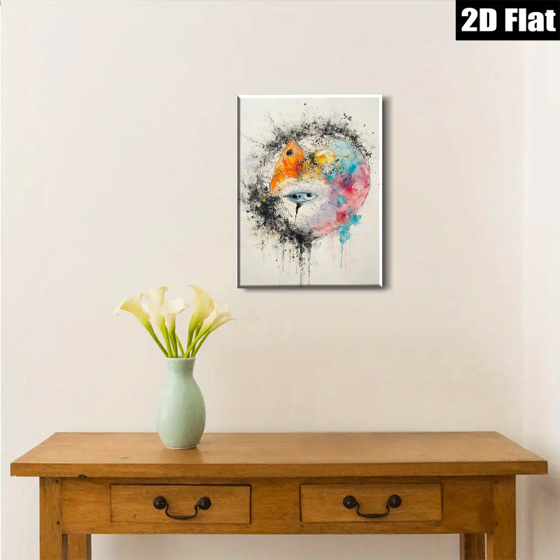 2D flat 1pc whimsical portrait abstract face art modern wall decor living room bedroom canvas print farmhouse style gallery wrapped inspirational gift idea