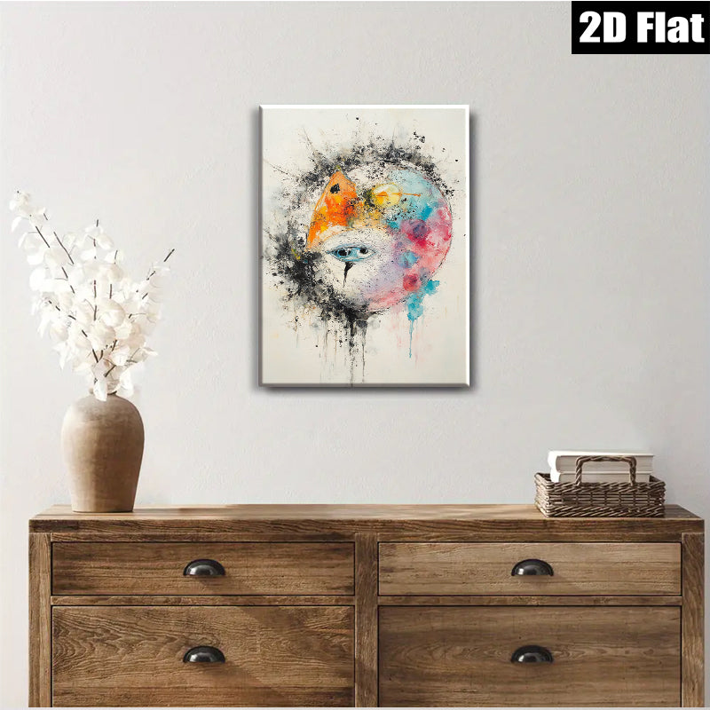 2D flat 1pc whimsical portrait abstract face art modern wall decor living room bedroom canvas print farmhouse style gallery wrapped inspirational gift idea