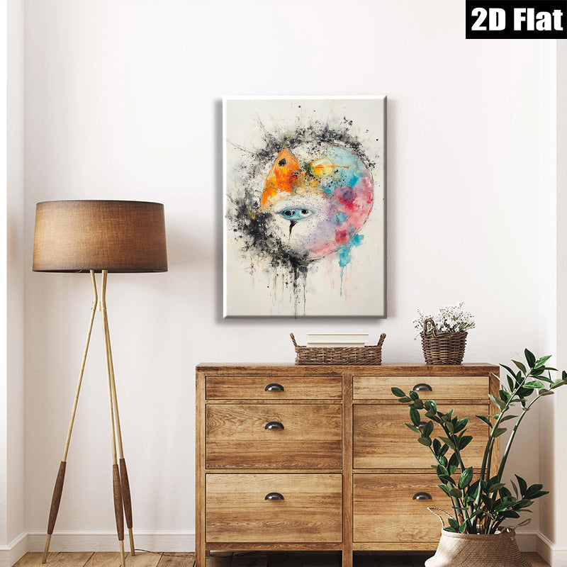 2D flat 1pc whimsical portrait abstract face art modern wall decor living room bedroom canvas print farmhouse style gallery wrapped inspirational gift idea