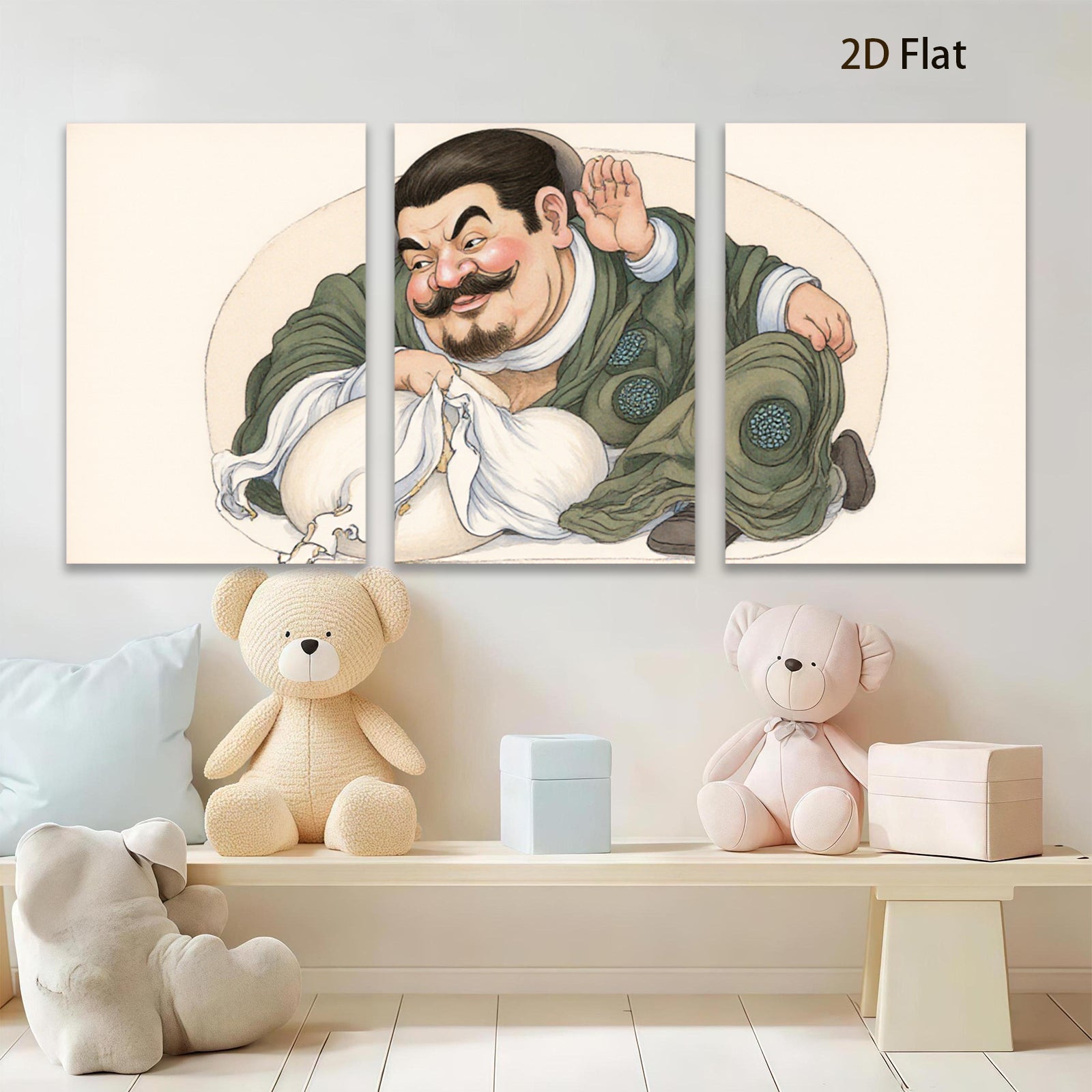 2D flat 1pc whimsical portrait man embracing cat farmhouse wall decor living room bedroom gallery wrapped canvas print modern art