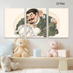 2D flat 1pc whimsical portrait man embracing cat farmhouse wall decor living room bedroom gallery wrapped canvas print modern art