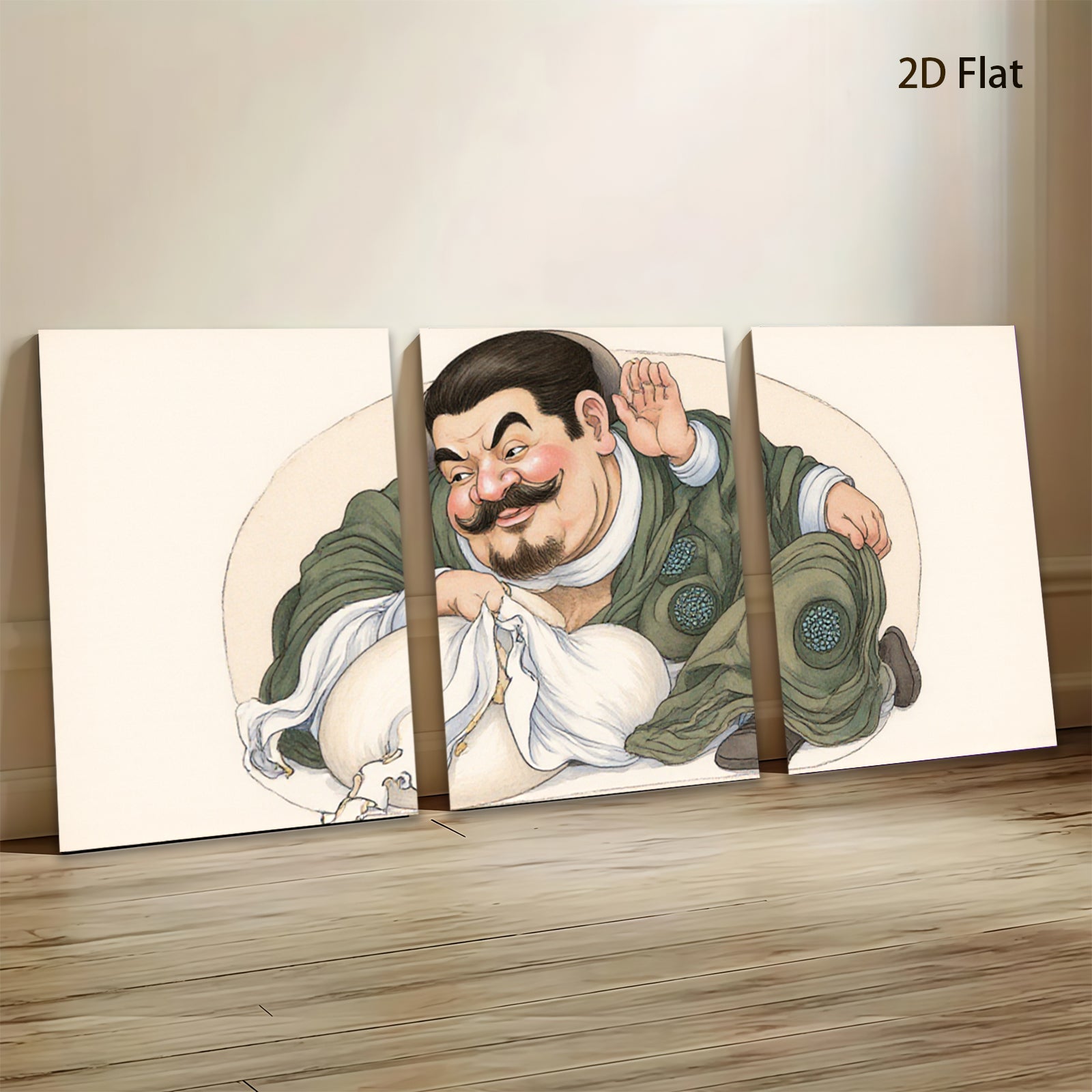 2D flat 1pc whimsical portrait man embracing cat farmhouse wall decor living room bedroom gallery wrapped canvas print modern art