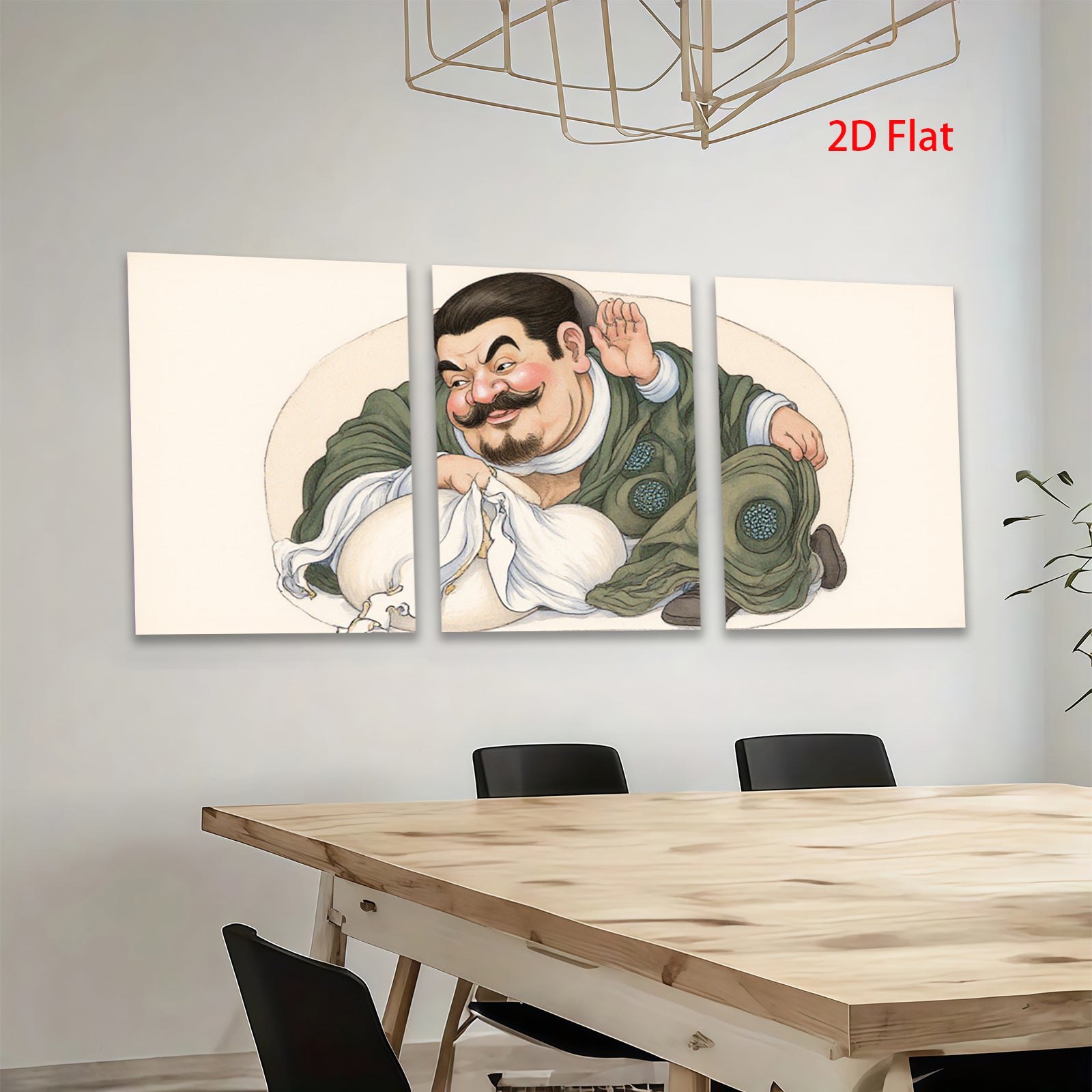 2D flat 1pc whimsical portrait man embracing cat farmhouse wall decor living room bedroom gallery wrapped canvas print modern art