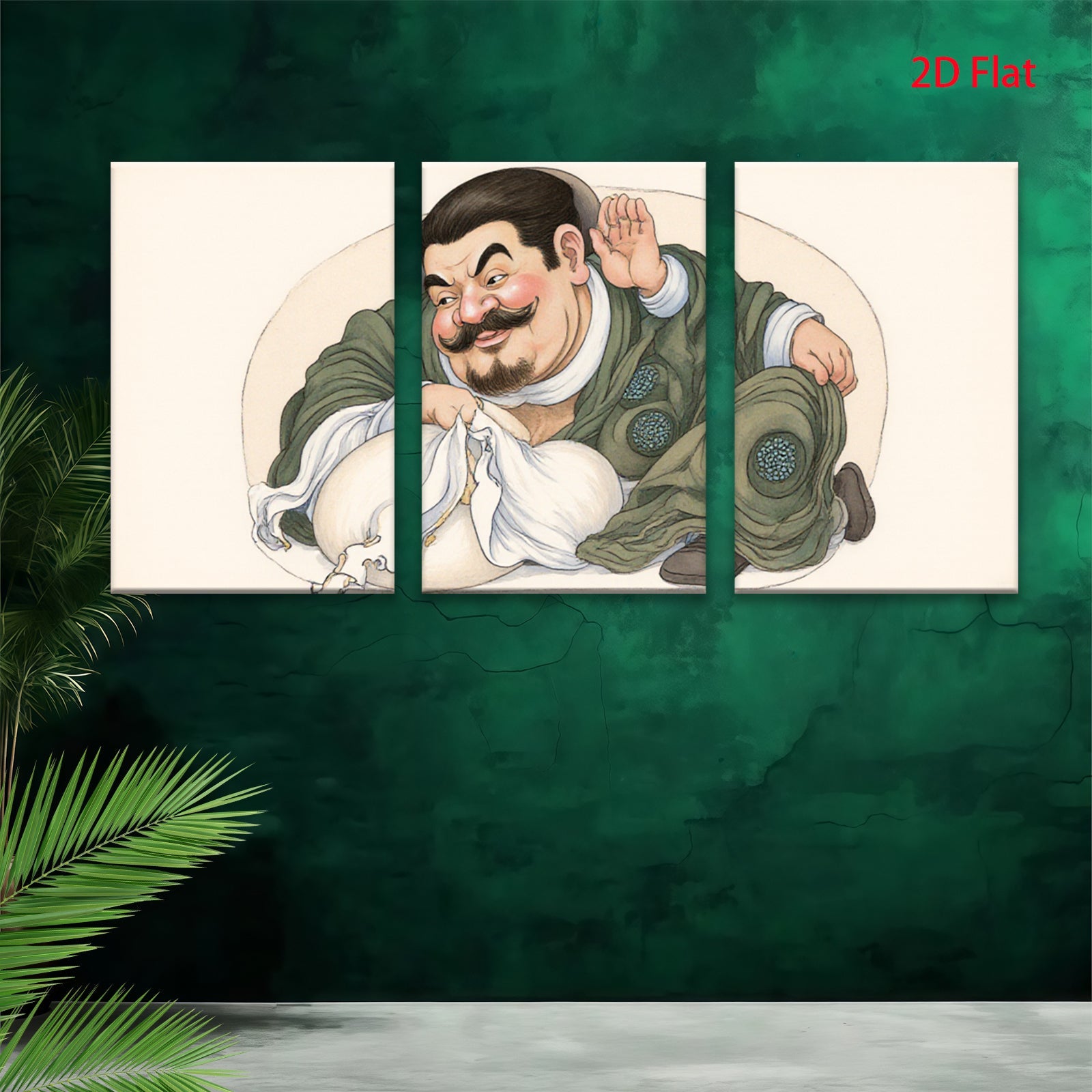 2D flat 1pc whimsical portrait man embracing cat farmhouse wall decor living room bedroom gallery wrapped canvas print modern art