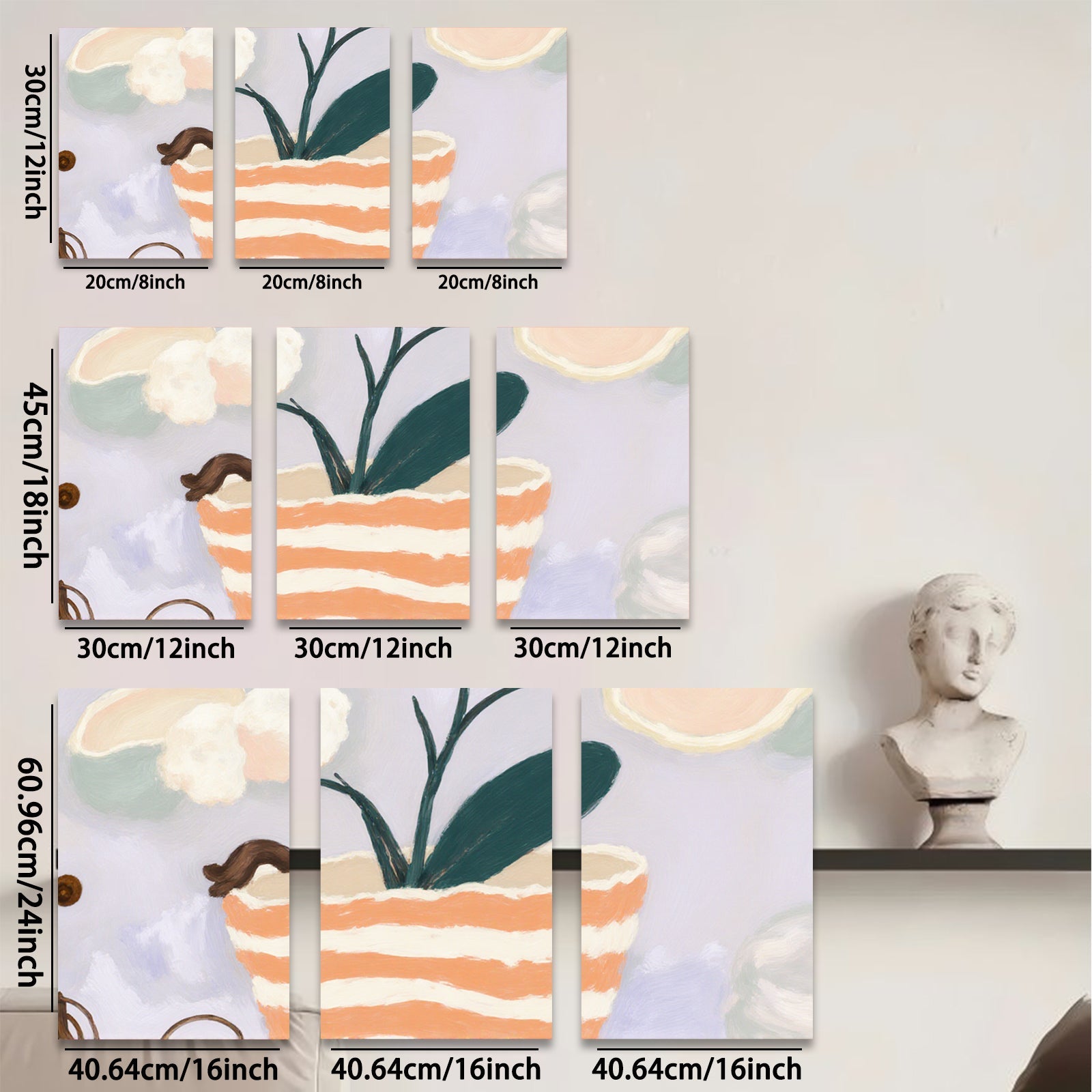 2D flat 1pc whimsical potted plant botanical wall art canvas prints for living room bedroom home decor farmhouse style modern minimalist cozy vibes