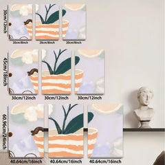 2D flat 1pc whimsical potted plant botanical wall art canvas prints for living room bedroom home decor farmhouse style modern minimalist cozy vibes