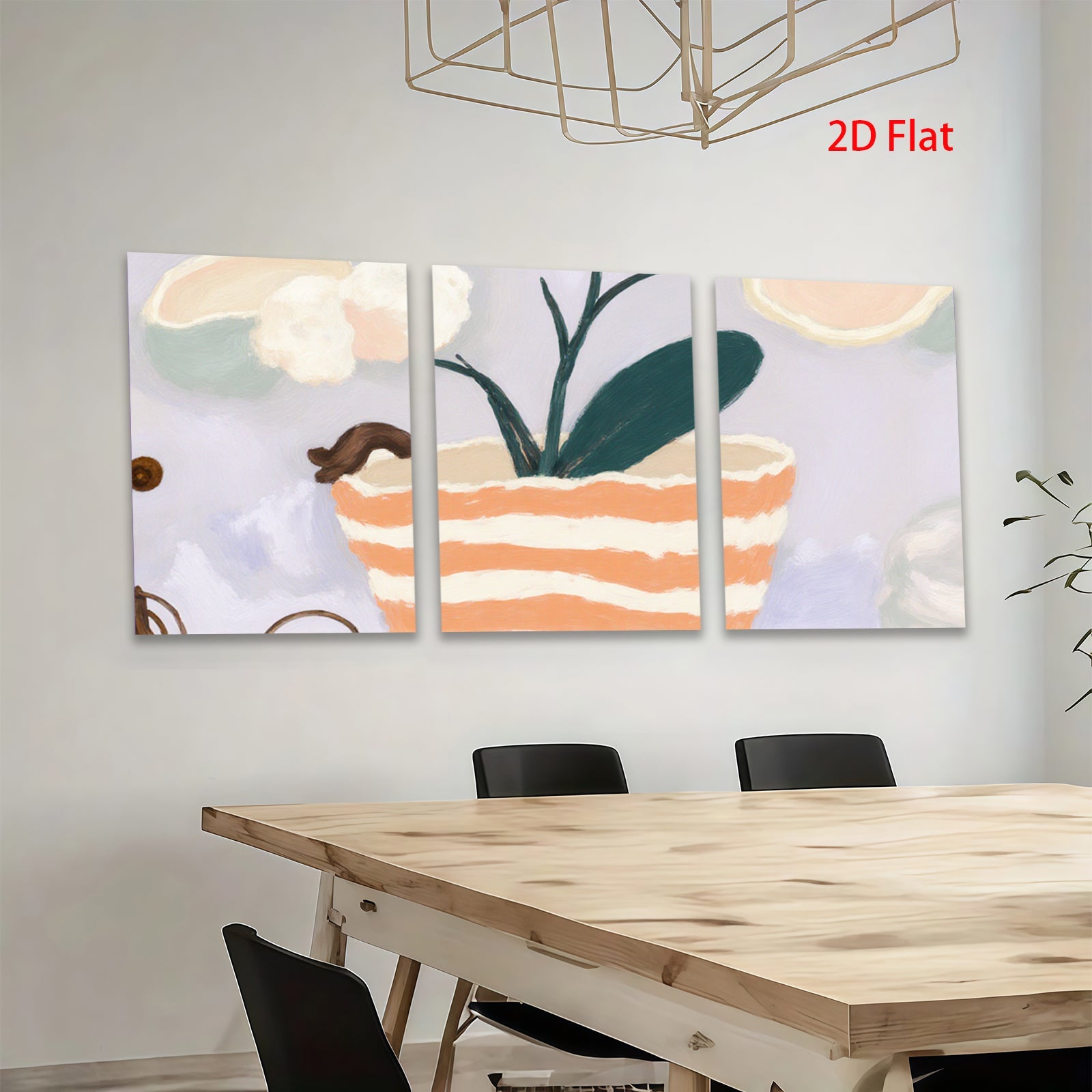 2D flat 1pc whimsical potted plant botanical wall art canvas prints for living room bedroom home decor farmhouse style modern minimalist cozy vibes