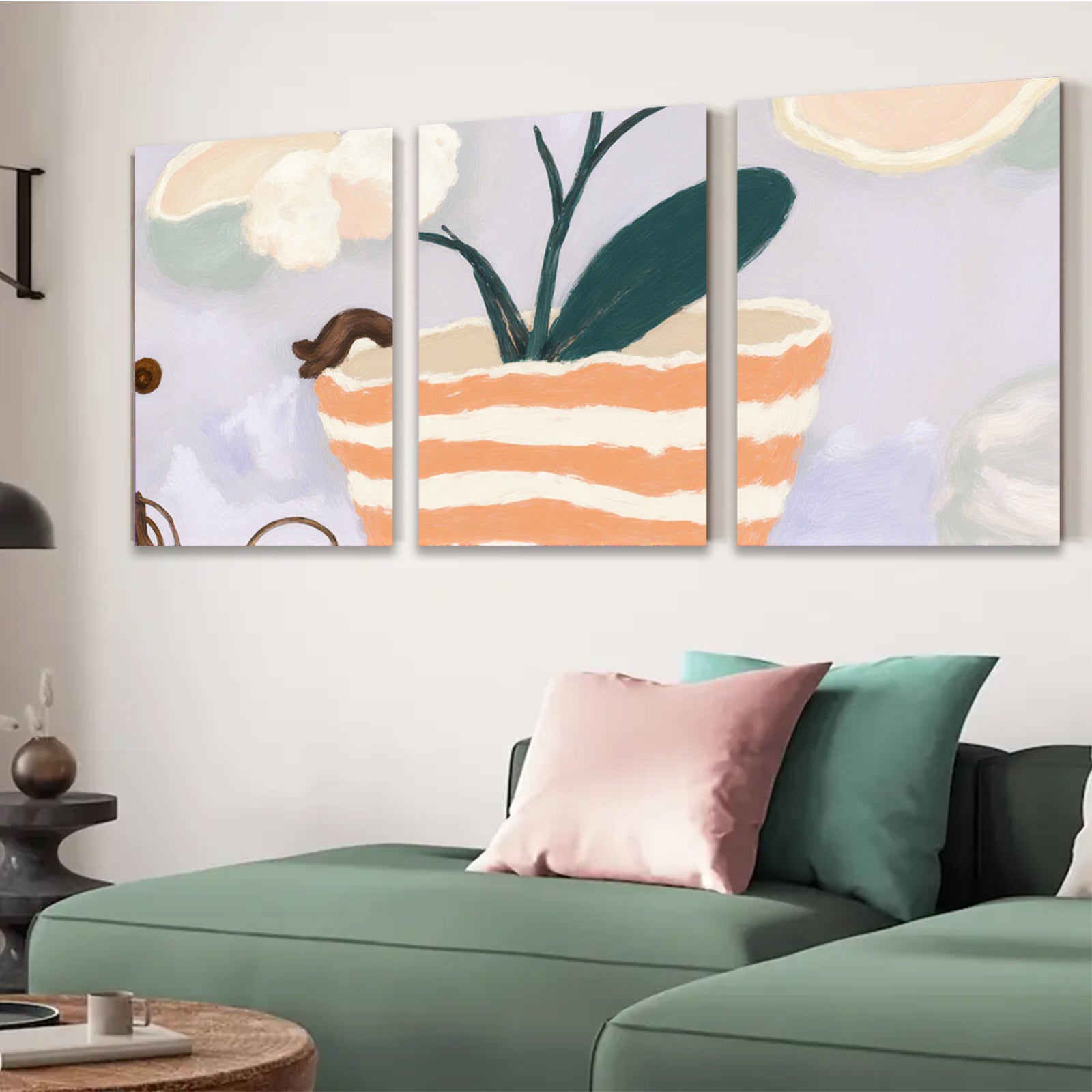 2D flat 1pc whimsical potted plant botanical wall art canvas prints for living room bedroom home decor farmhouse style modern minimalist cozy vibes