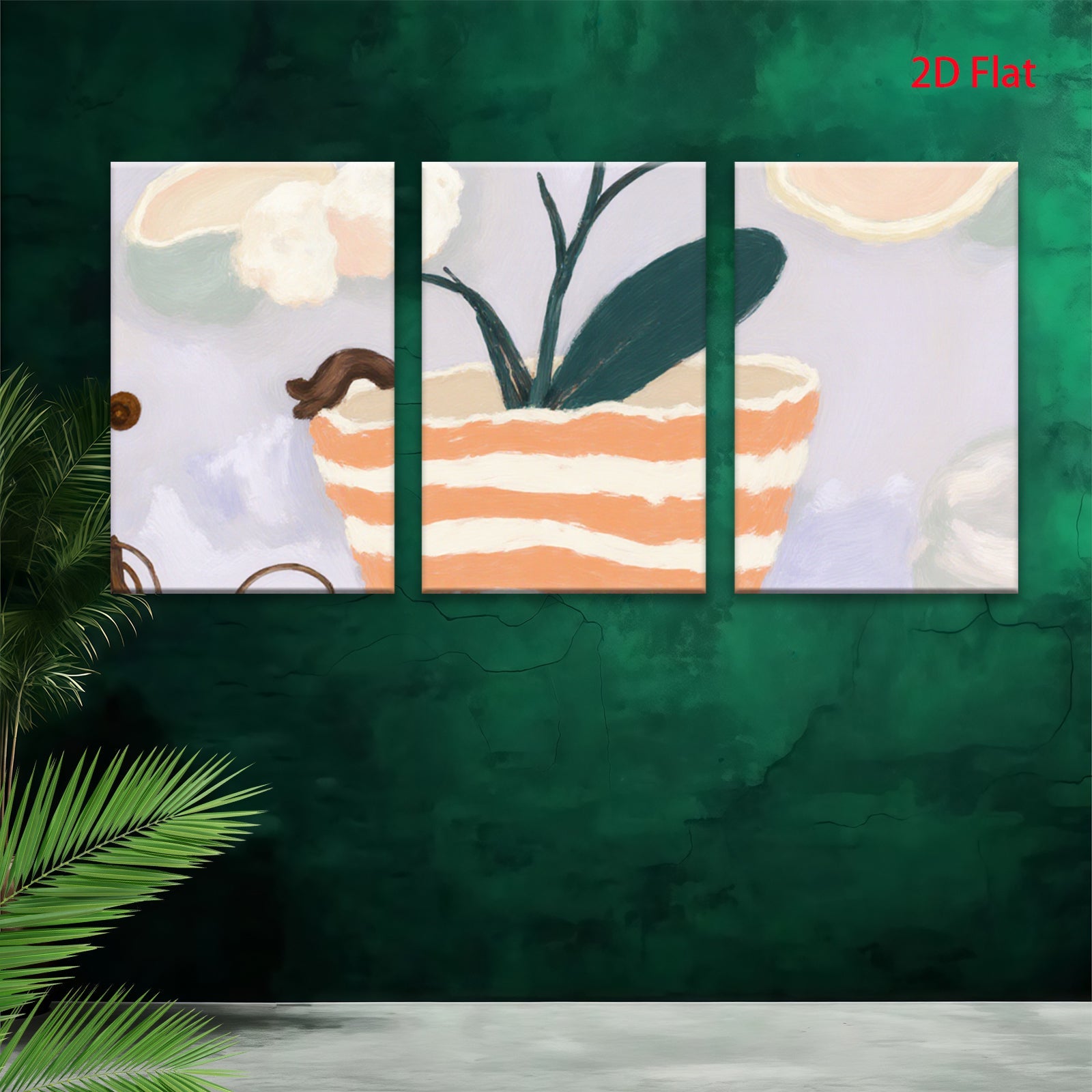 2D flat 1pc whimsical potted plant botanical wall art canvas prints for living room bedroom home decor farmhouse style modern minimalist cozy vibes