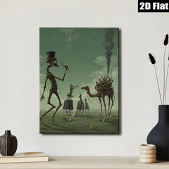 2D flat 1pc whimsical procession across surreal landscape modern farmhouse wall art living room decor bedroom statement piece gallery wrapped canvas print
