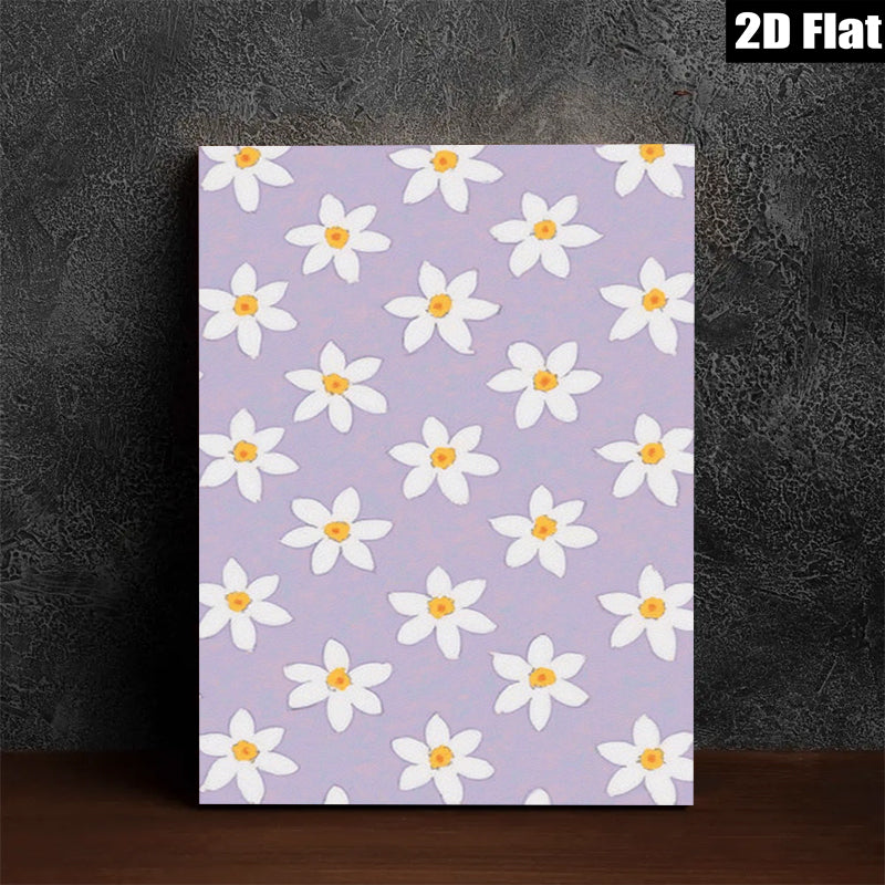 2D flat 1pc whimsical purple floral pattern botanical art prints for bedroom living room gallery wall decor farmhouse style cozy vibes
