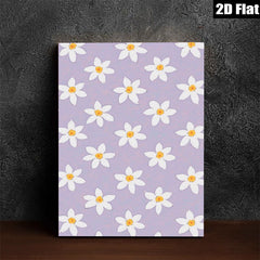 2D flat 1pc whimsical purple floral pattern botanical art prints for bedroom living room gallery wall decor farmhouse style cozy vibes