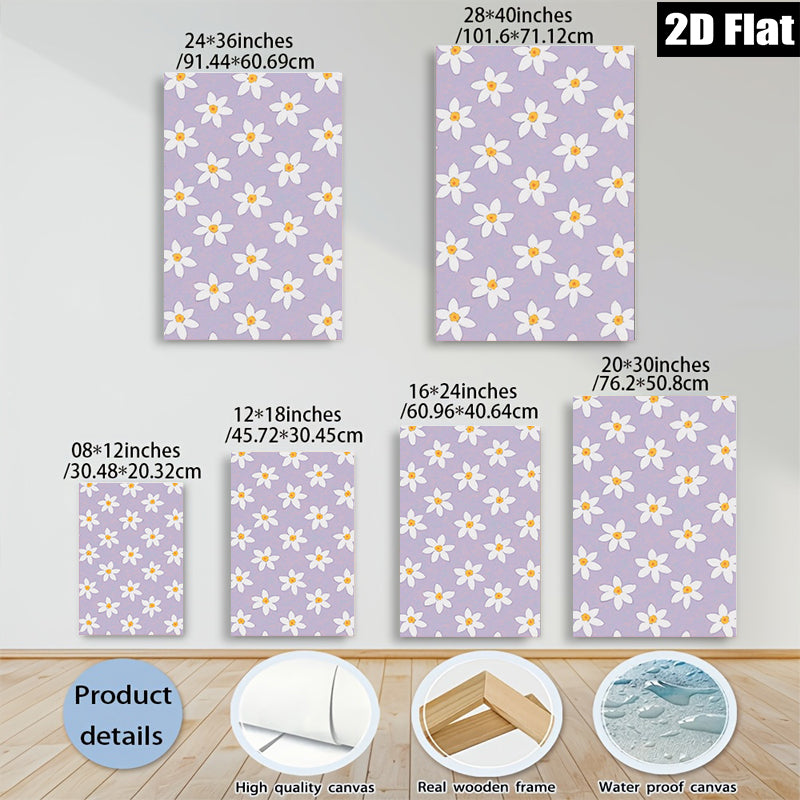 2D flat 1pc whimsical purple floral pattern botanical art prints for bedroom living room gallery wall decor farmhouse style cozy vibes