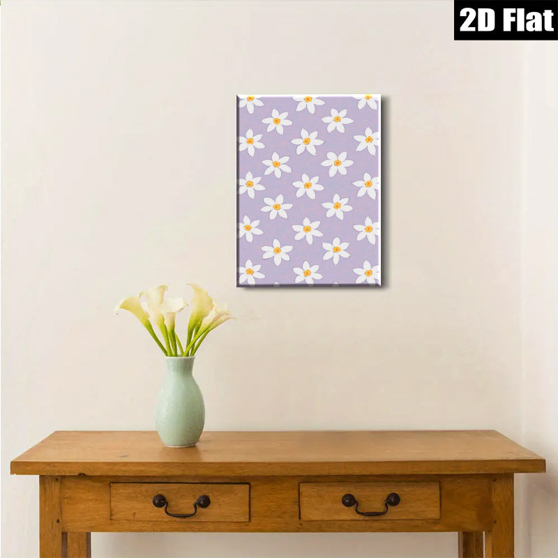 2D flat 1pc whimsical purple floral pattern botanical art prints for bedroom living room gallery wall decor farmhouse style cozy vibes