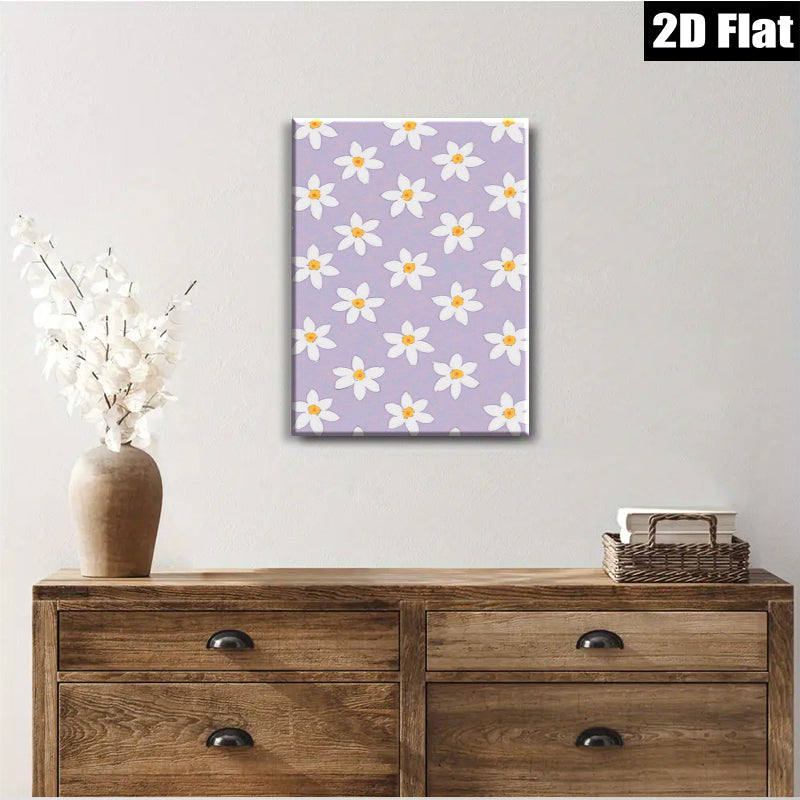 2D flat 1pc whimsical purple floral pattern botanical art prints for bedroom living room gallery wall decor farmhouse style cozy vibes