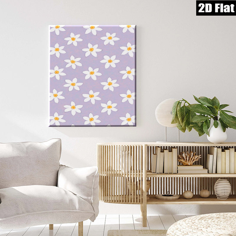 2D flat 1pc whimsical purple floral pattern botanical art prints for bedroom living room gallery wall decor farmhouse style cozy vibes