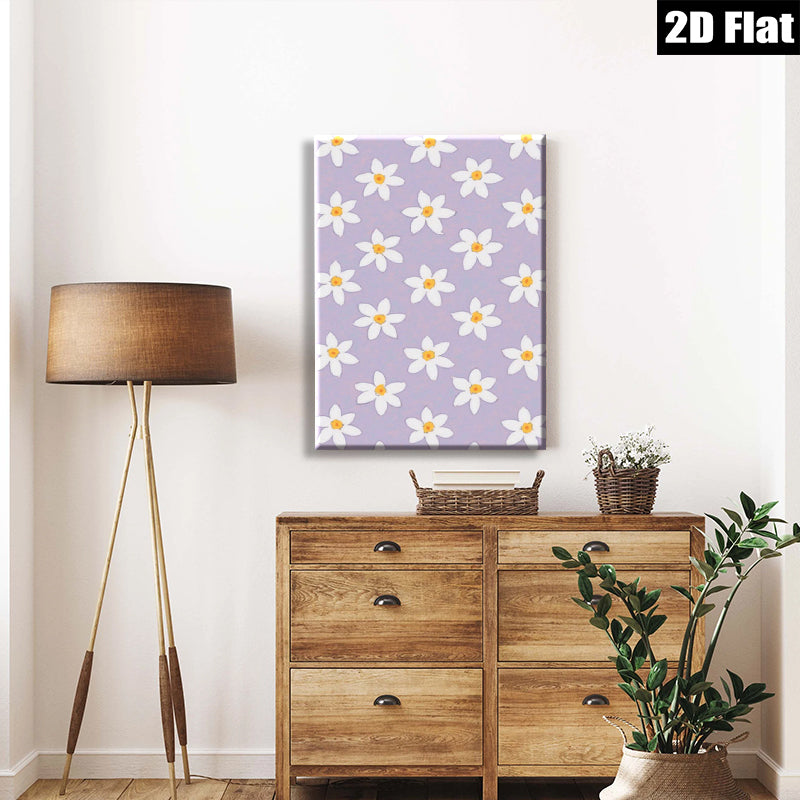 2D flat 1pc whimsical purple floral pattern botanical art prints for bedroom living room gallery wall decor farmhouse style cozy vibes