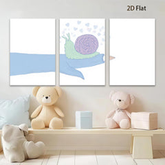 2D flat 1pc whimsical snail resting on finger botanical wall art bedroom living room decor farmhouse style modern minimalist gallery wrapped canvas print