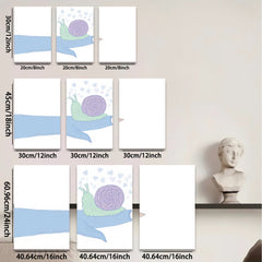 2D flat 1pc whimsical snail resting on finger botanical wall art bedroom living room decor farmhouse style modern minimalist gallery wrapped canvas print