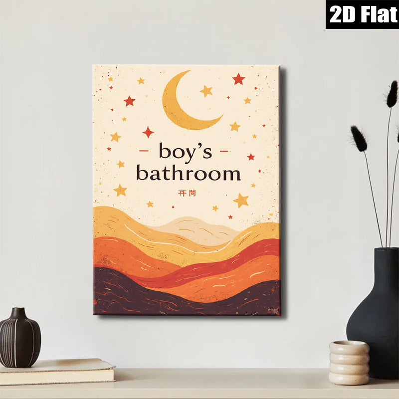 2D flat 1pc whimsical starry night sky wall art canvas prints for boys bedroom nursery playroom decor modern farmhouse gallery wrapped timeless statement piece