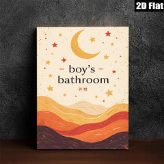 2D flat 1pc whimsical starry night sky wall art canvas prints for boys bedroom nursery playroom decor modern farmhouse gallery wrapped timeless statement piece