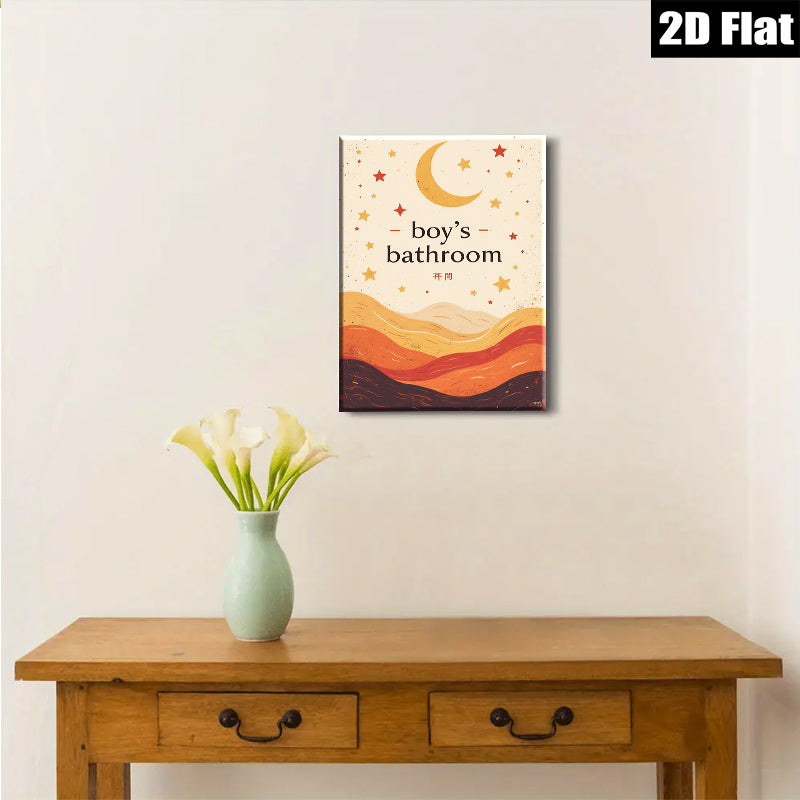 2D flat 1pc whimsical starry night sky wall art canvas prints for boys bedroom nursery playroom decor modern farmhouse gallery wrapped timeless statement piece