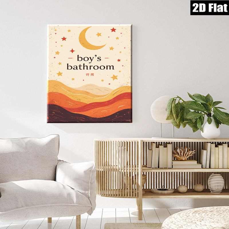 2D flat 1pc whimsical starry night sky wall art canvas prints for boys bedroom nursery playroom decor modern farmhouse gallery wrapped timeless statement piece