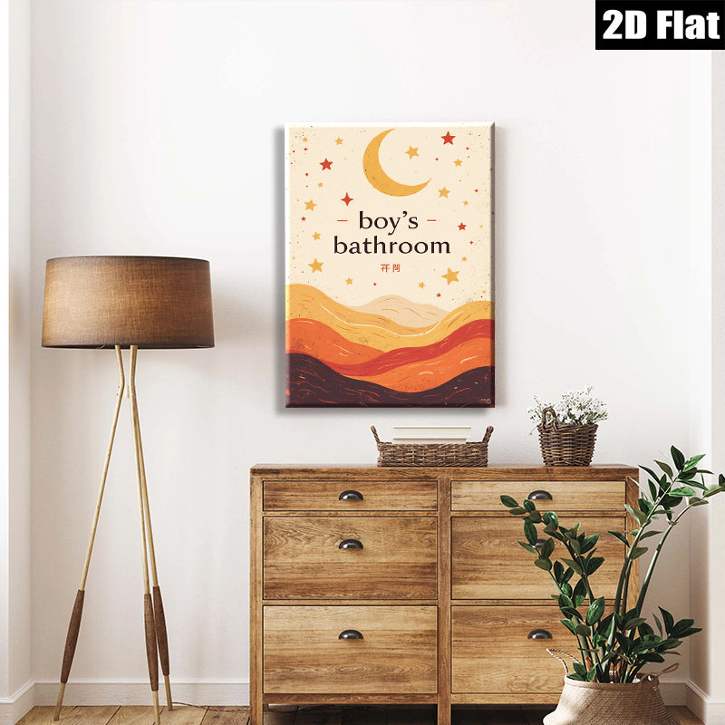2D flat 1pc whimsical starry night sky wall art canvas prints for boys bedroom nursery playroom decor modern farmhouse gallery wrapped timeless statement piece