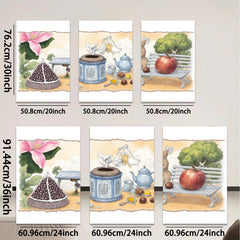 2D flat 1pc whimsical still life featuring fruit flowers pastoral scene farmhouse wall decor living room bedroom kitchen art