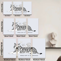 2D flat 1pc whimsical tiger snail friendship playful wall art canvas prints for living room bedroom home decor gallery wrapped modern farmhouse style