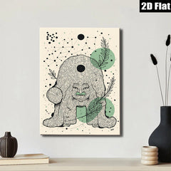 2D flat 1pc whimsical tree spirit folk art print botanical wall decor living room bedroom gallery wrapped canvas modern farmhouse style