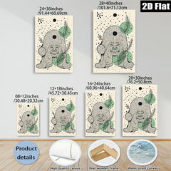 2D flat 1pc whimsical tree spirit folk art print botanical wall decor living room bedroom gallery wrapped canvas modern farmhouse style