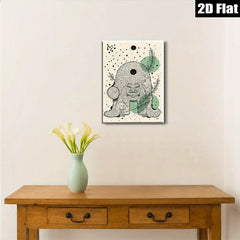 2D flat 1pc whimsical tree spirit folk art print botanical wall decor living room bedroom gallery wrapped canvas modern farmhouse style