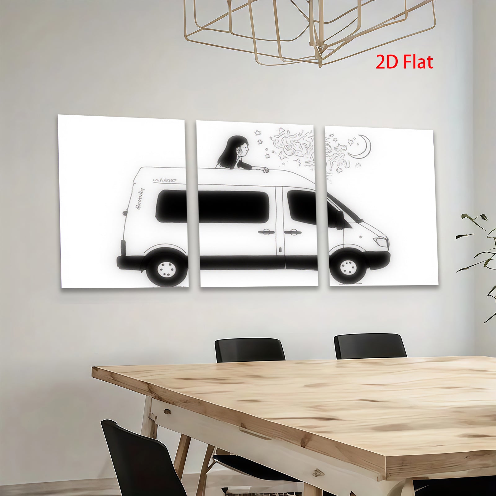2D flat 1pc whimsical van life road trip adventure bedroom living room gallery wall decor farmhouse modern minimalist aesthetic
