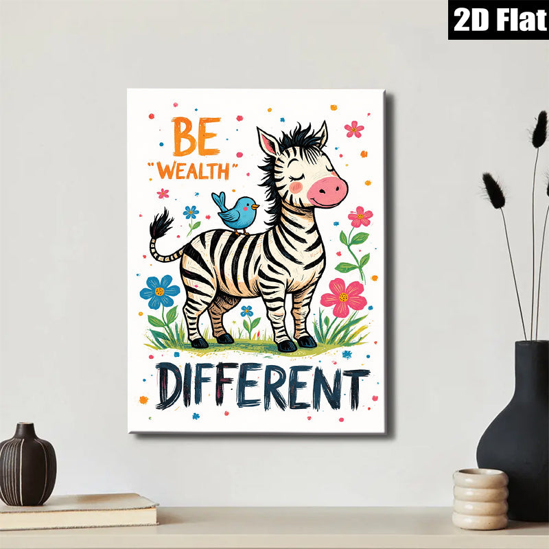 2D flat 1pc whimsical zebra illustration brings playful charm bedroom living room gallery wall decor farmhouse style modern art prints