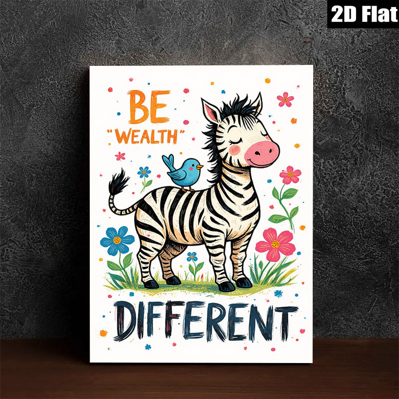 2D flat 1pc whimsical zebra illustration brings playful charm bedroom living room gallery wall decor farmhouse style modern art prints
