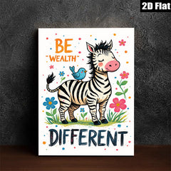 2D flat 1pc whimsical zebra illustration brings playful charm bedroom living room gallery wall decor farmhouse style modern art prints