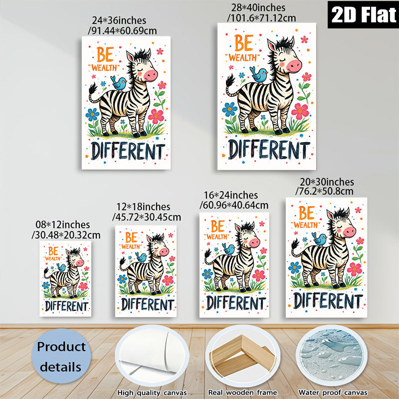 2D flat 1pc whimsical zebra illustration brings playful charm bedroom living room gallery wall decor farmhouse style modern art prints