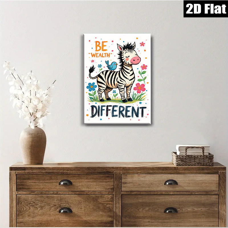 2D flat 1pc whimsical zebra illustration brings playful charm bedroom living room gallery wall decor farmhouse style modern art prints