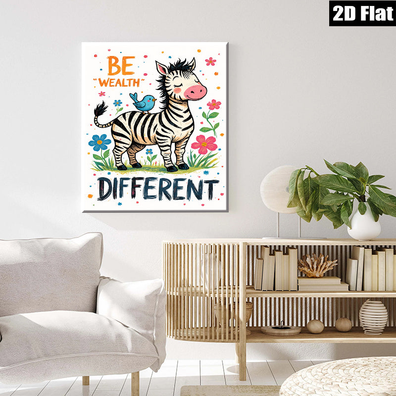 2D flat 1pc whimsical zebra illustration brings playful charm bedroom living room gallery wall decor farmhouse style modern art prints