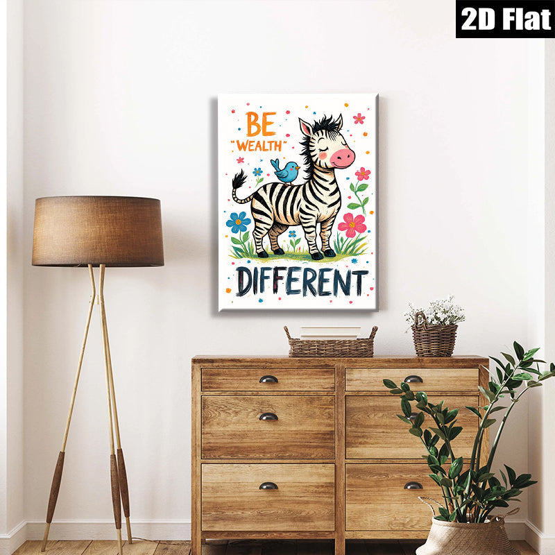 2D flat 1pc whimsical zebra illustration brings playful charm bedroom living room gallery wall decor farmhouse style modern art prints