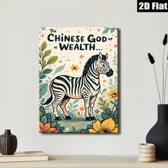 2D flat 1pc whimsical zebra portrait botanical wall art living room bedroom decor farmhouse style gallery wrapped canvas prints modern minimalist aesthetic